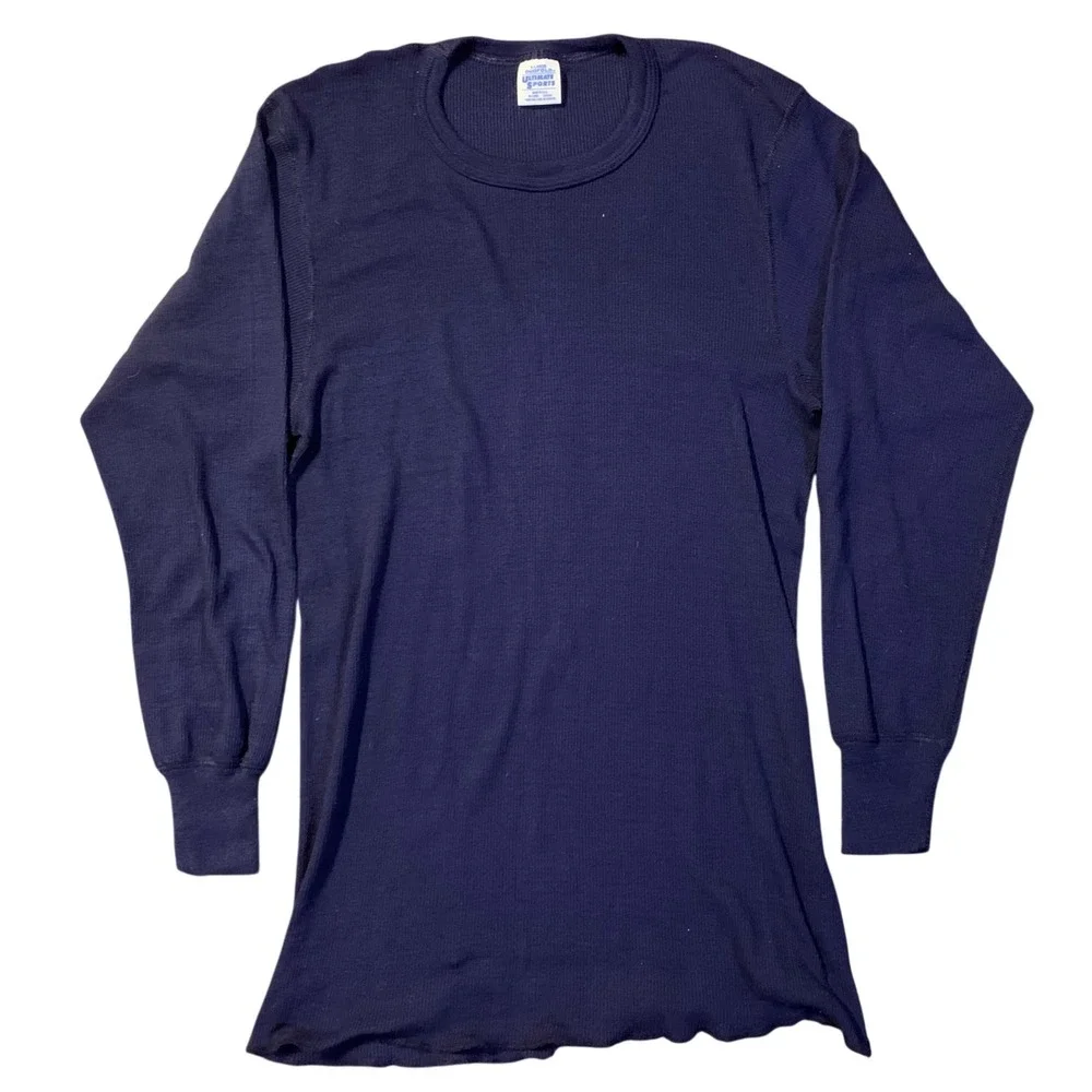 VTG Duofold Ultimate Sports Thermal Shirt Navy Blue XL Made in USA Waffle Knit